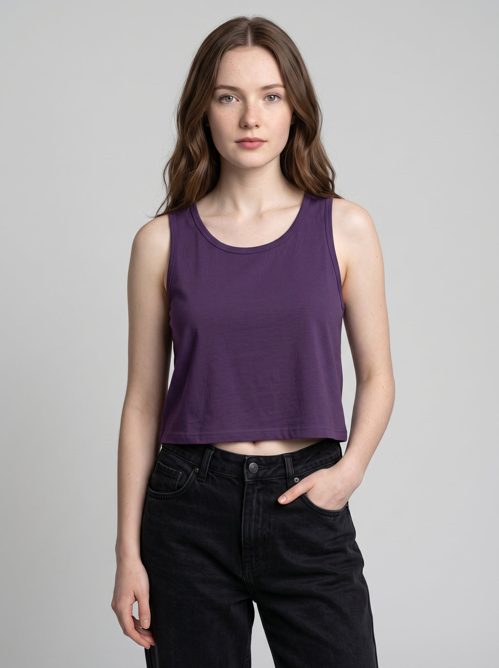 Essential Crop Tank Top - Purple Regular Fit