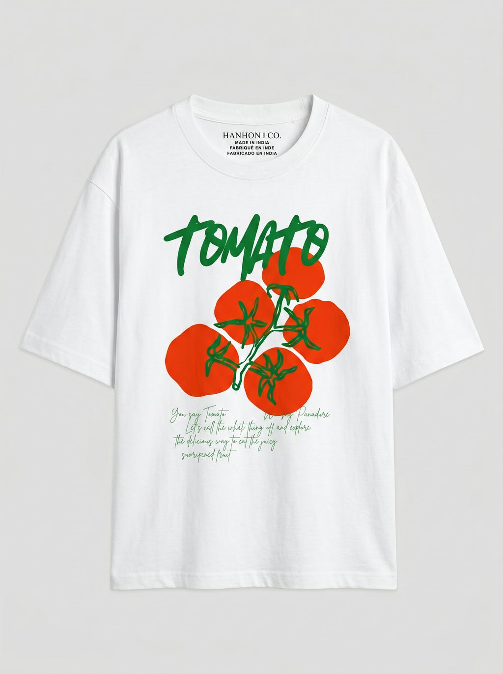 Tomato- White Oversized T‑Shirt
