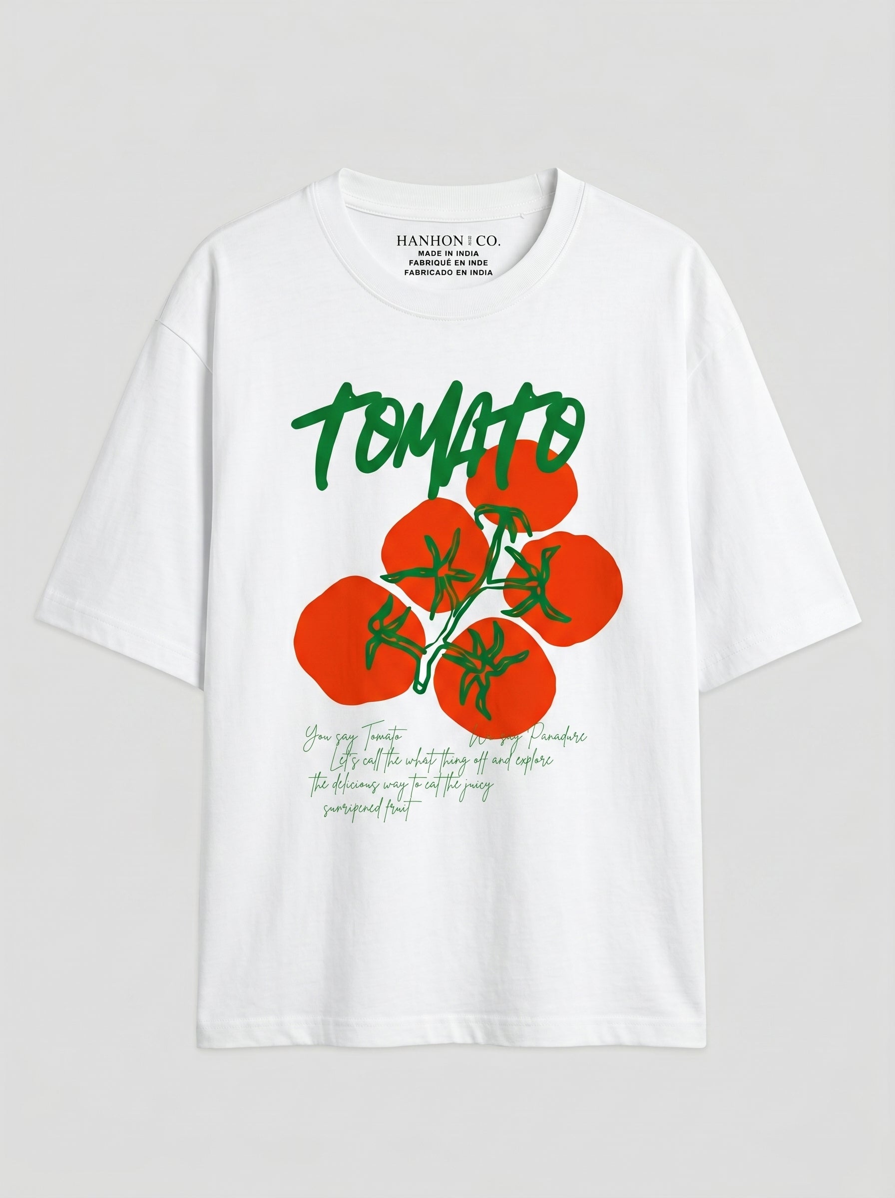 Tomato- White Oversized T‑Shirt
