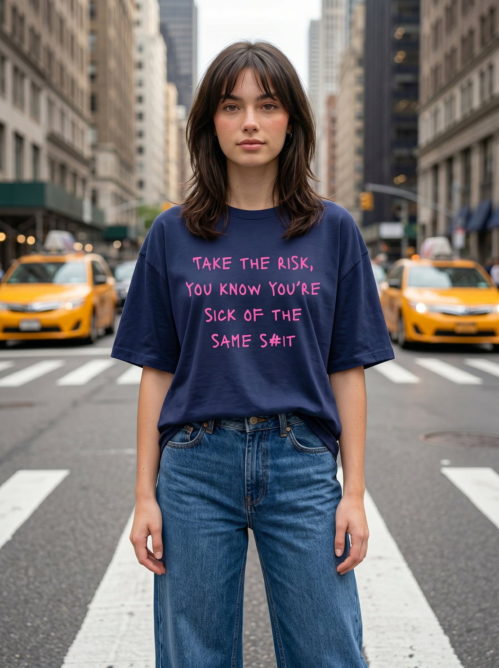 Take The Risk- Royal Blue Oversized T‑Shirt