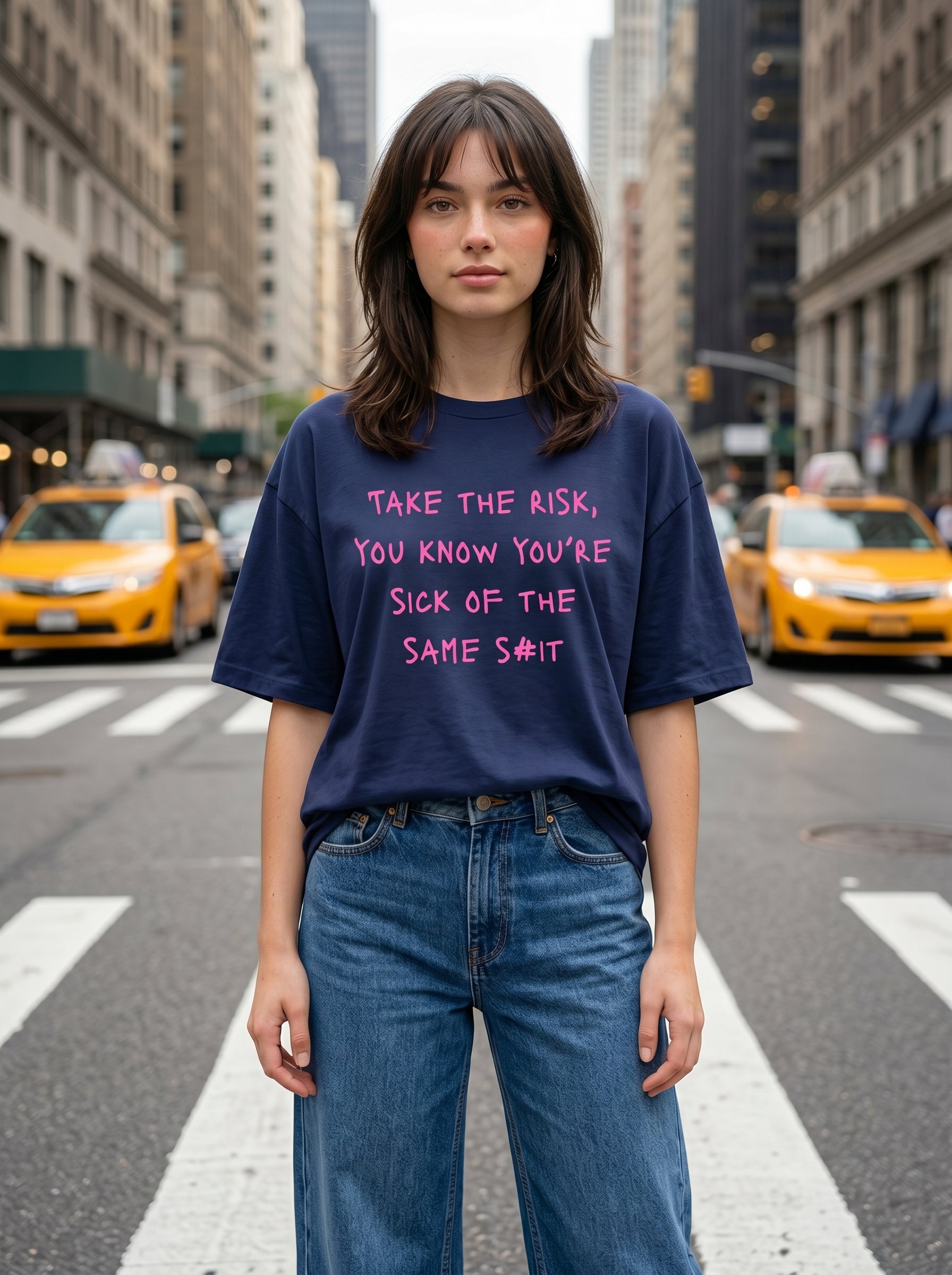 Take The Risk- Royal Blue Oversized T‑Shirt