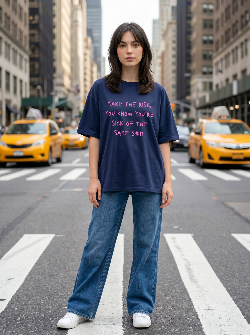 Take The Risk- Royal Blue Oversized T‑Shirt