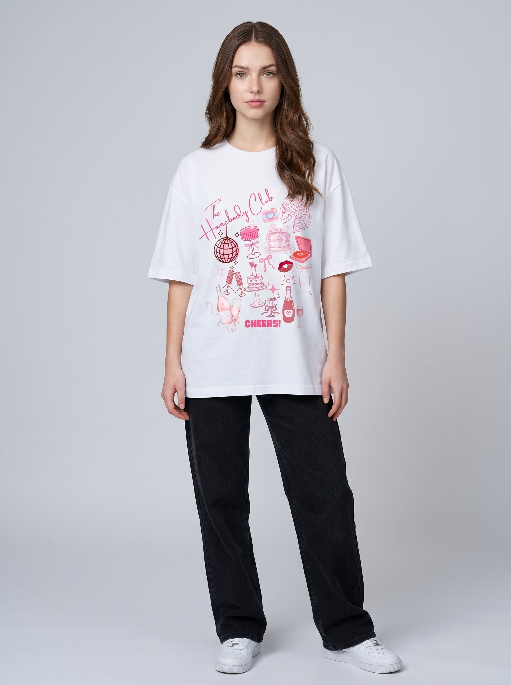 The Homebody Club - White Oversized T-Shirt