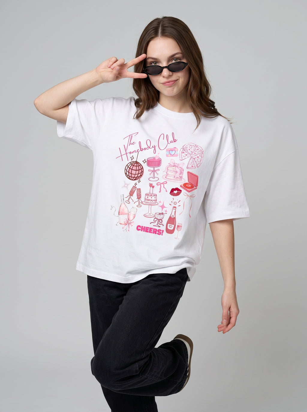 The Homebody Club - White Oversized T-Shirt