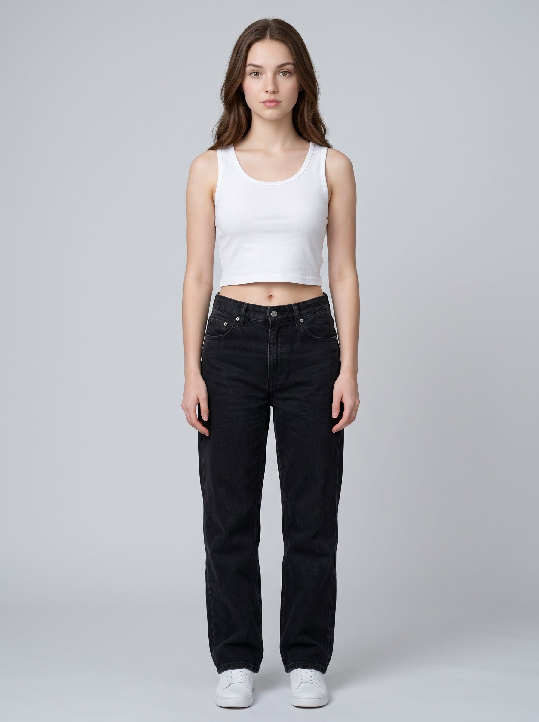 Essential Crop Tank Top - White Regular Fit