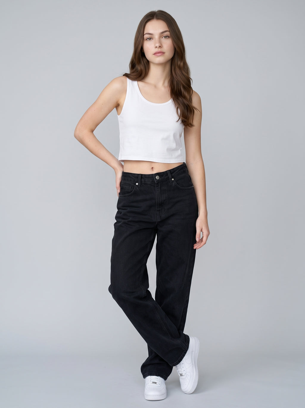 Essential Crop Tank Top - White Regular Fit