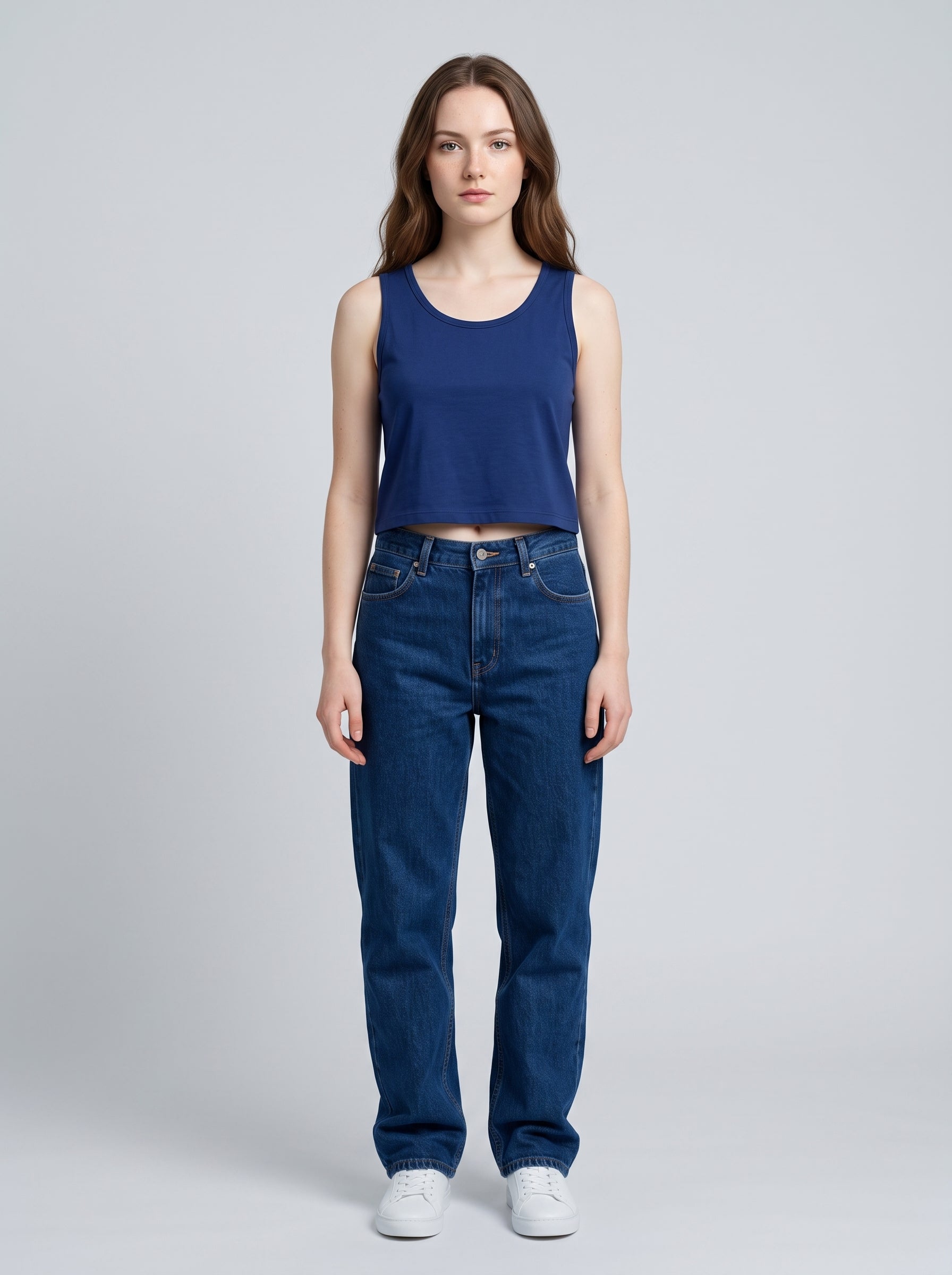 Essential Crop Tank Top - Royal Blue Regular Fit