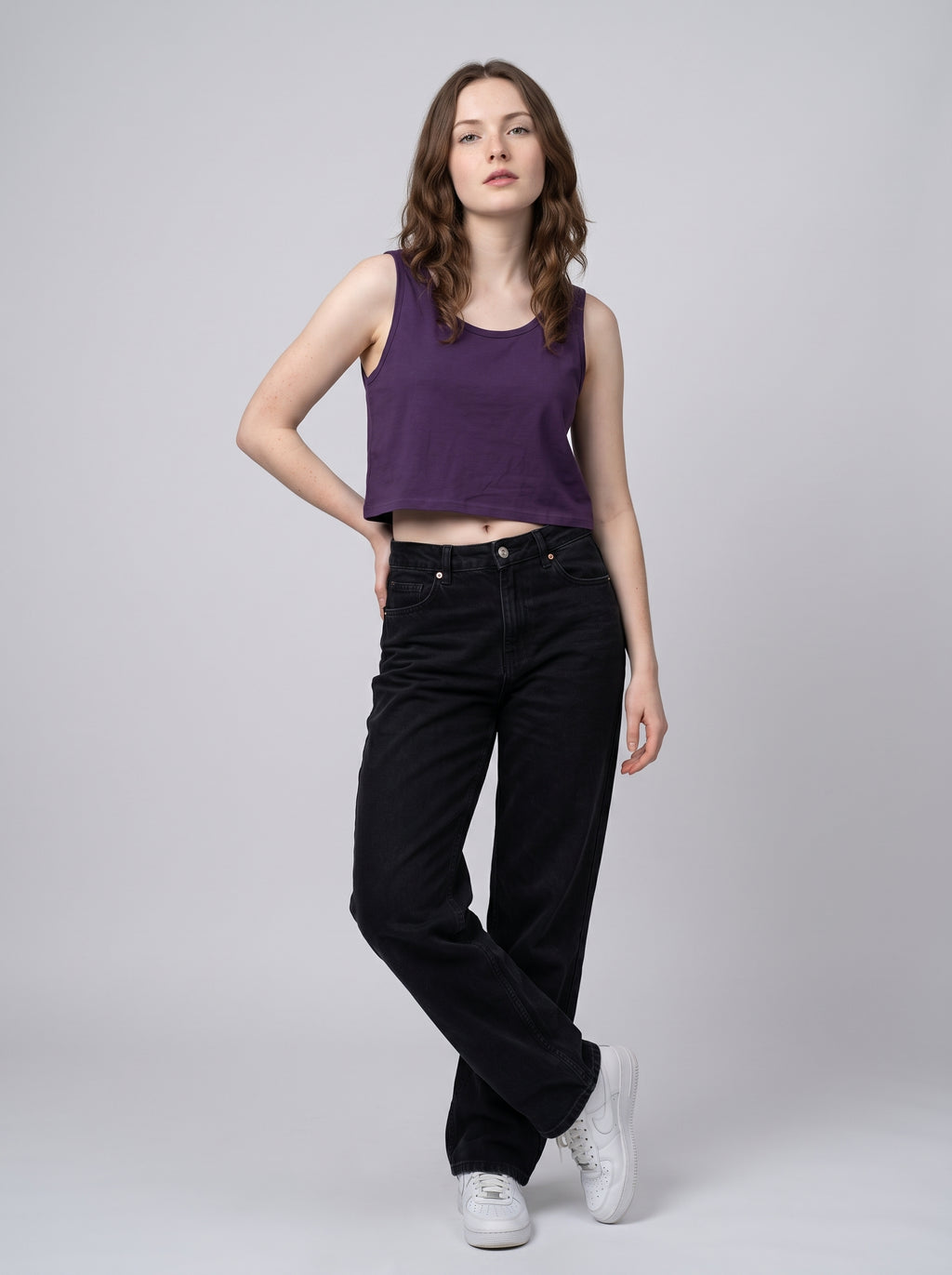 Essential Crop Tank Top - Purple Regular Fit