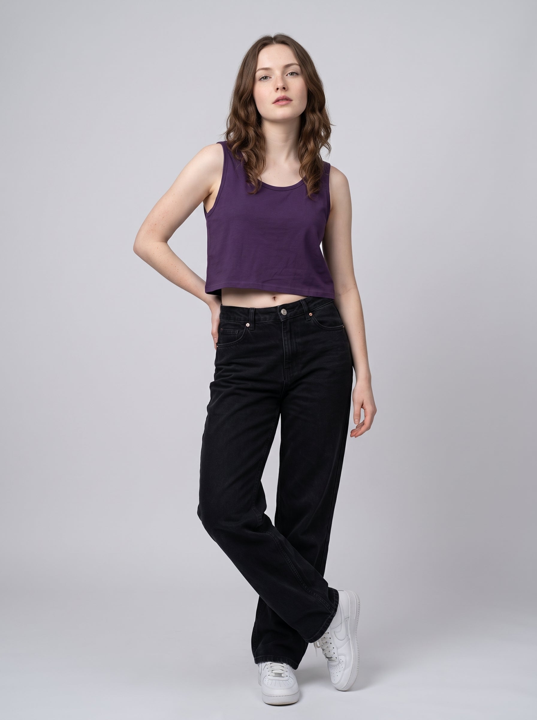 Essential Crop Tank Top - Purple Regular Fit