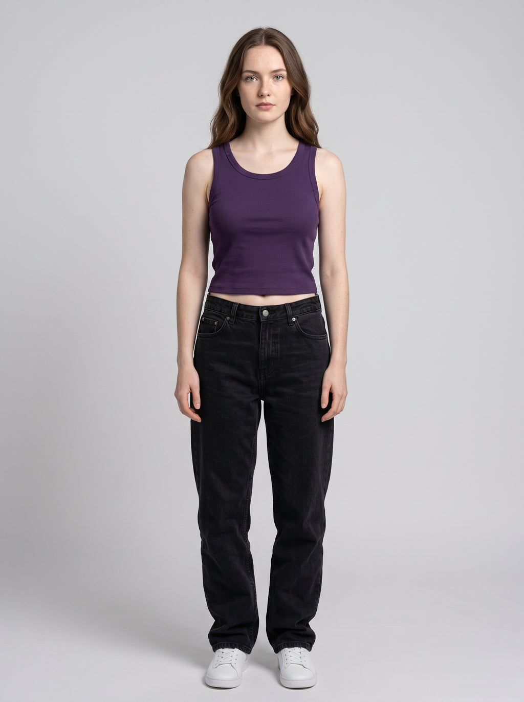 Essential Crop Tank Top - Purple Regular Fit