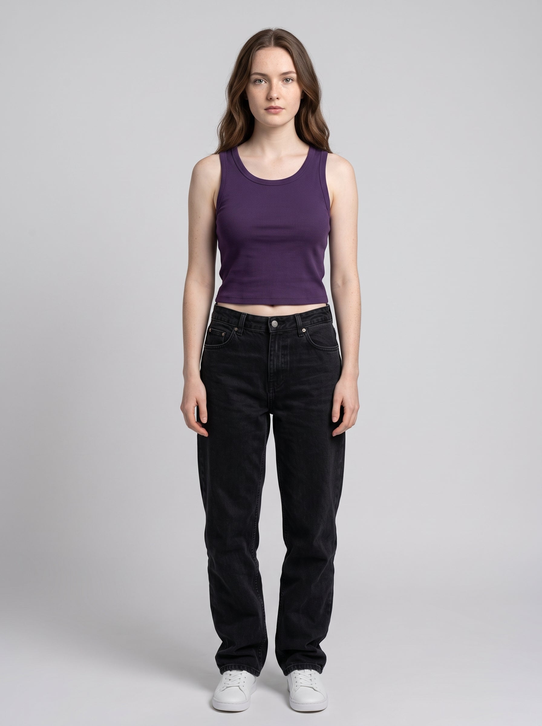 Essential Crop Tank Top - Purple Regular Fit