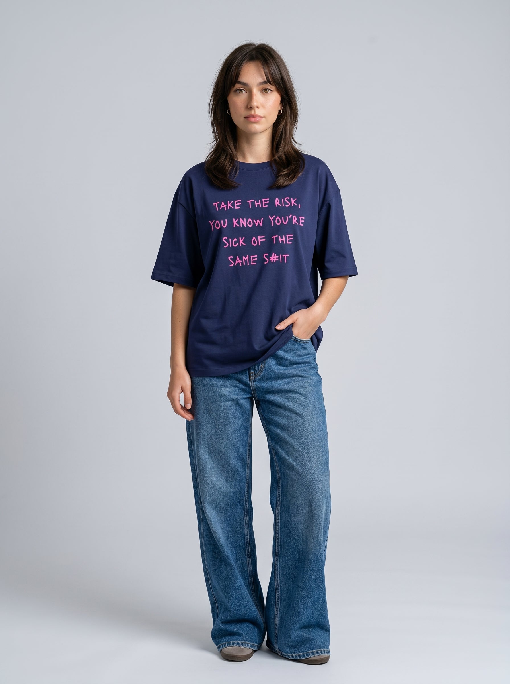 Take The Risk- Royal Blue Oversized T‑Shirt