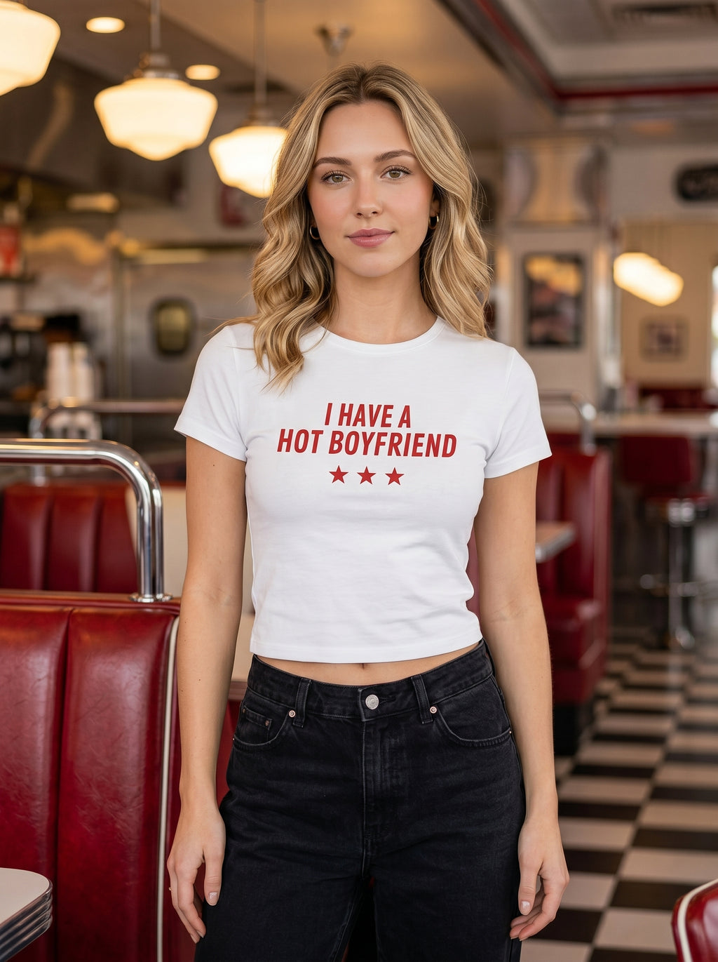 I HAVE A HOT BOYFRIEND – White Baby Tee