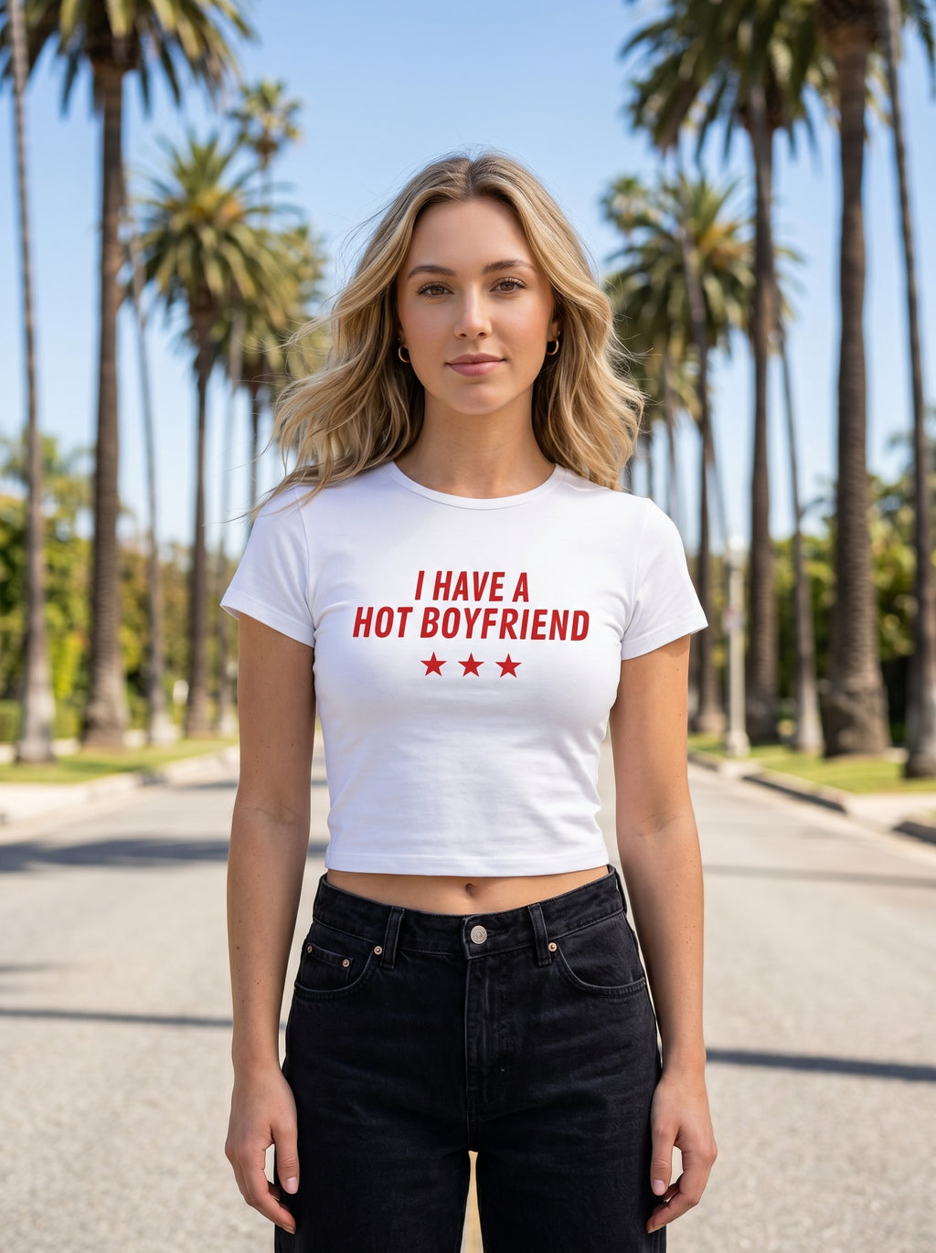 I HAVE A HOT BOYFRIEND – White Baby Tee