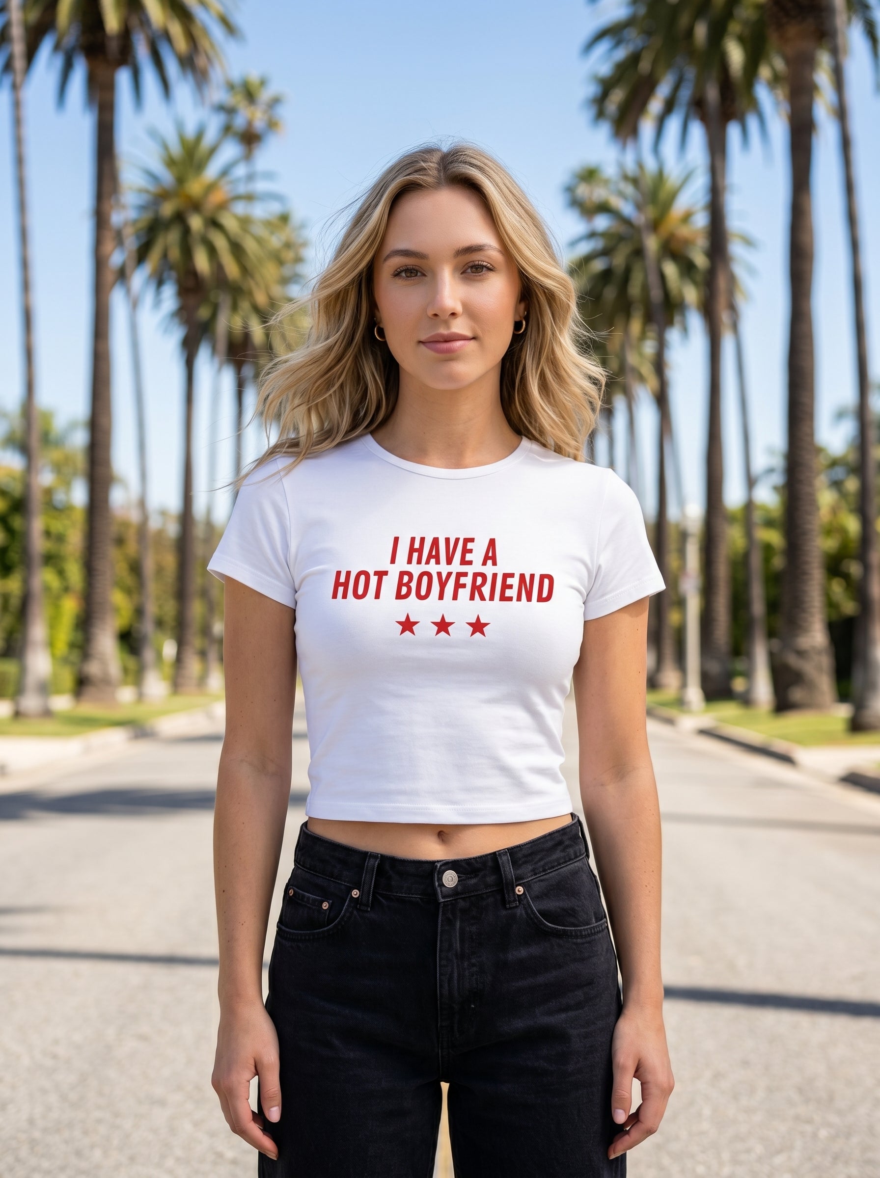 I HAVE A HOT BOYFRIEND – White Baby Tee