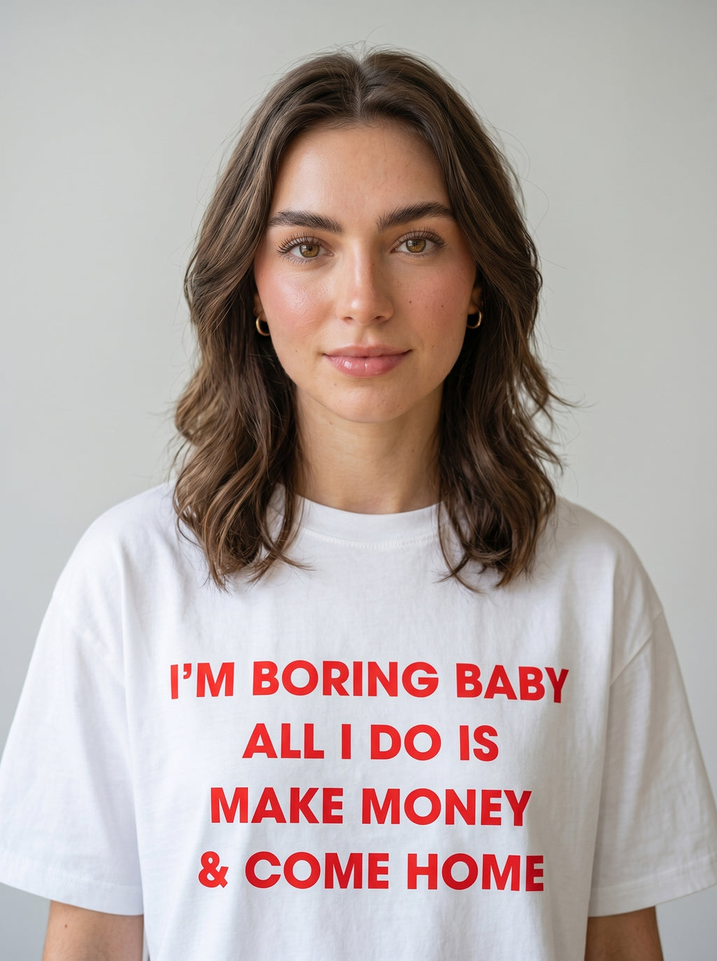 I’m Boring Baby – White Oversized T-Shirt