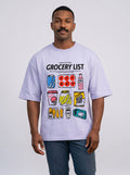 Grocery List - Oversized Graphic Lavender T-Shirt