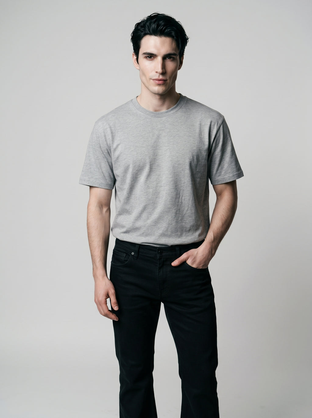Essential Grey Melange Cotton T-Shirt - Regular Fit