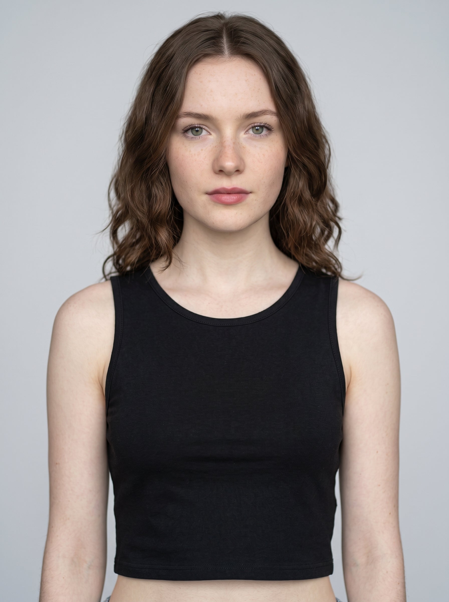 Essential Crop Tank Top - Black Regular Fit