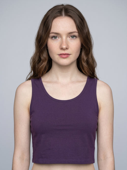 Essential Crop Tank Top - Purple Regular Fit