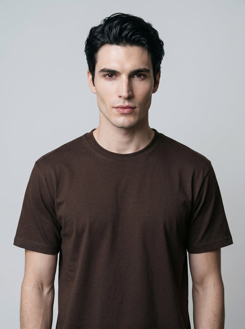 Essential Coffee Brown Cotton T-Shirt - Regular Fit