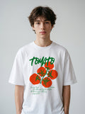 Tomato- White Oversized T‑Shirt