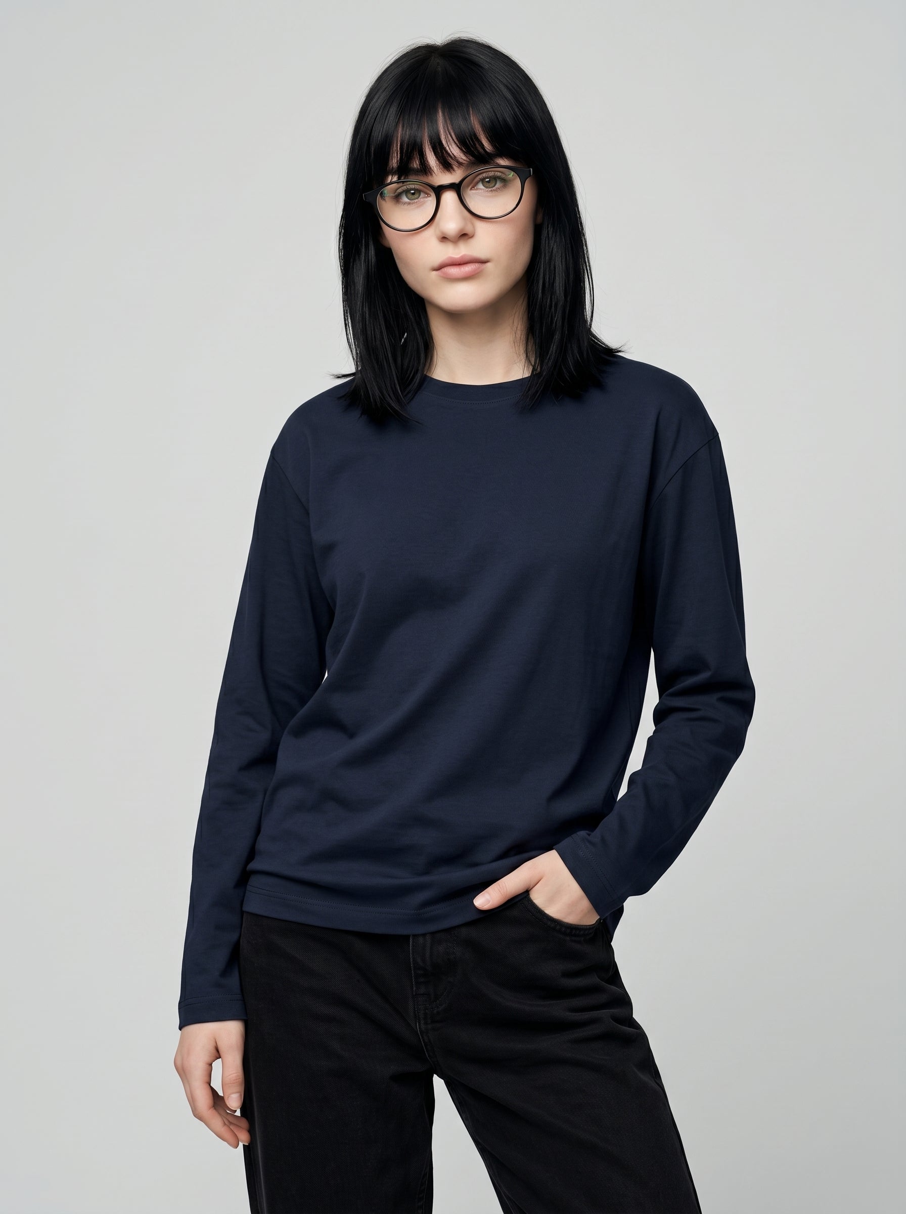 Everyday Full Sleeve Tee – Navy Blue Unisex Regular Fit