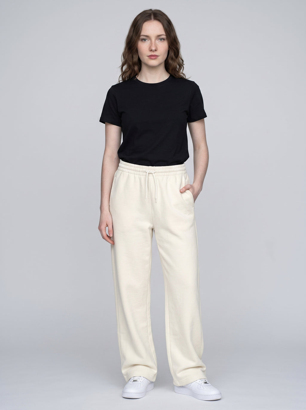 Unisex Off White Terry Sweatpants - Relaxed Fit