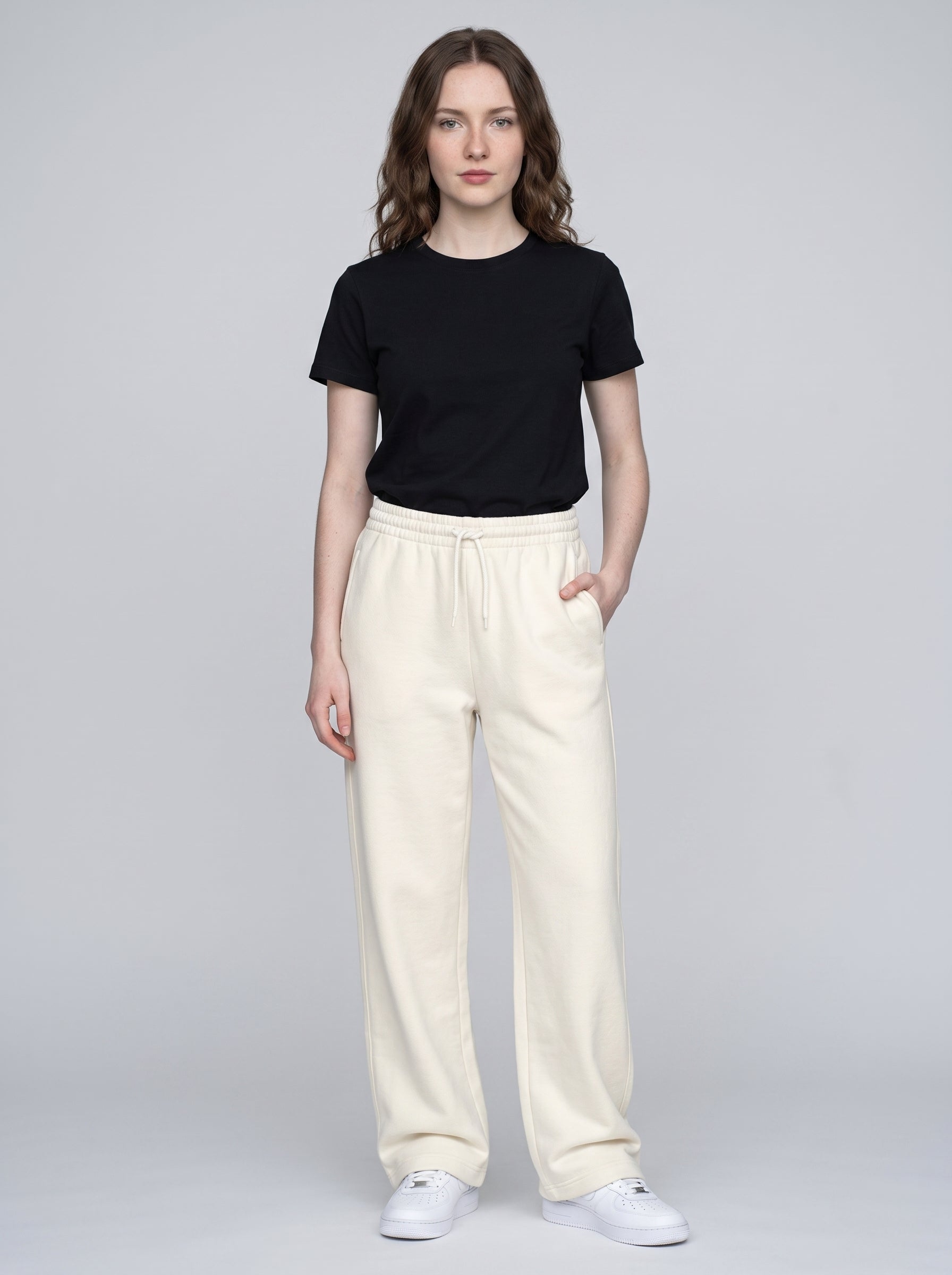 Unisex Off White Terry Sweatpants - Relaxed Fit