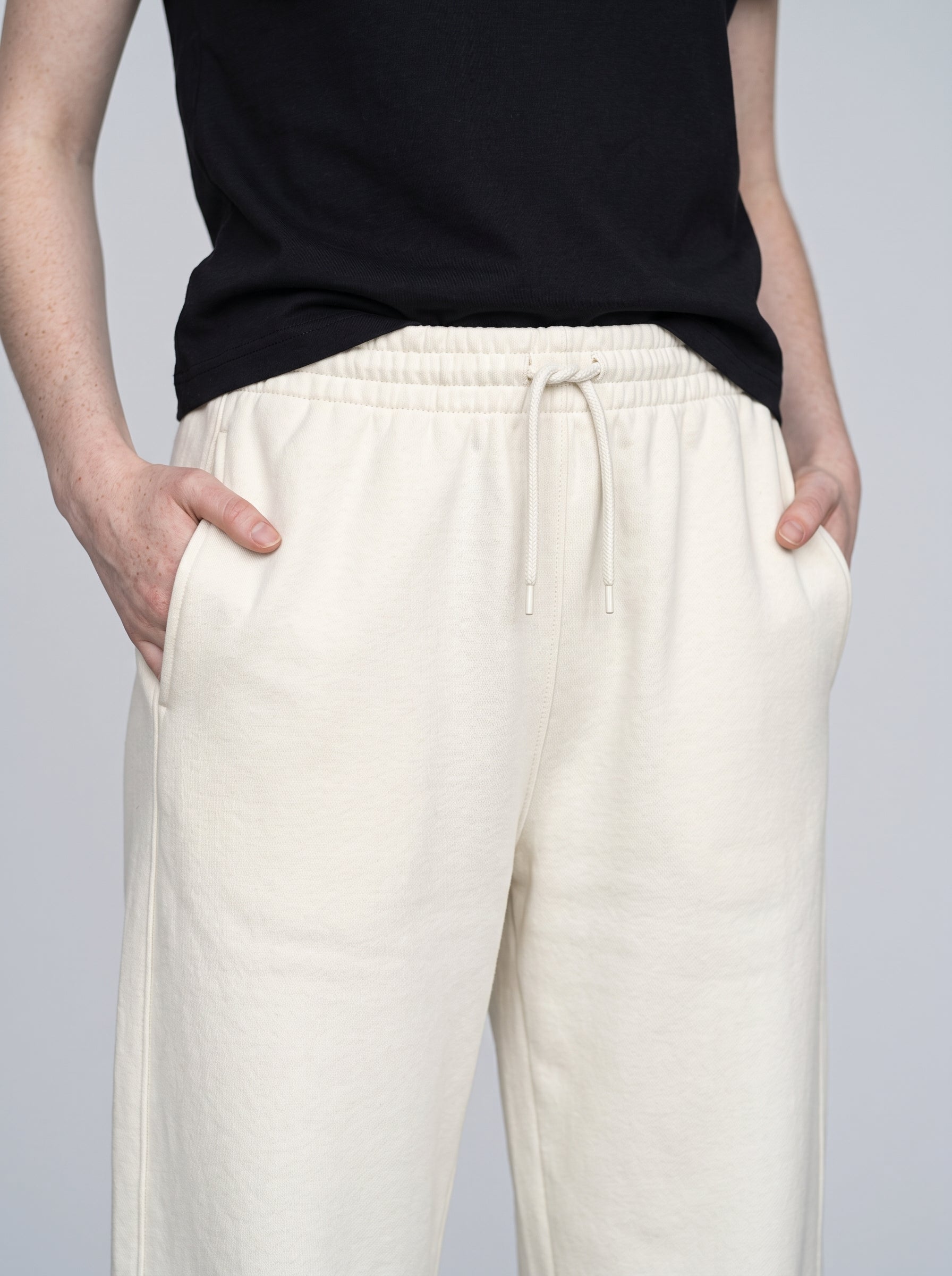 Unisex Off White Terry Sweatpants - Relaxed Fit