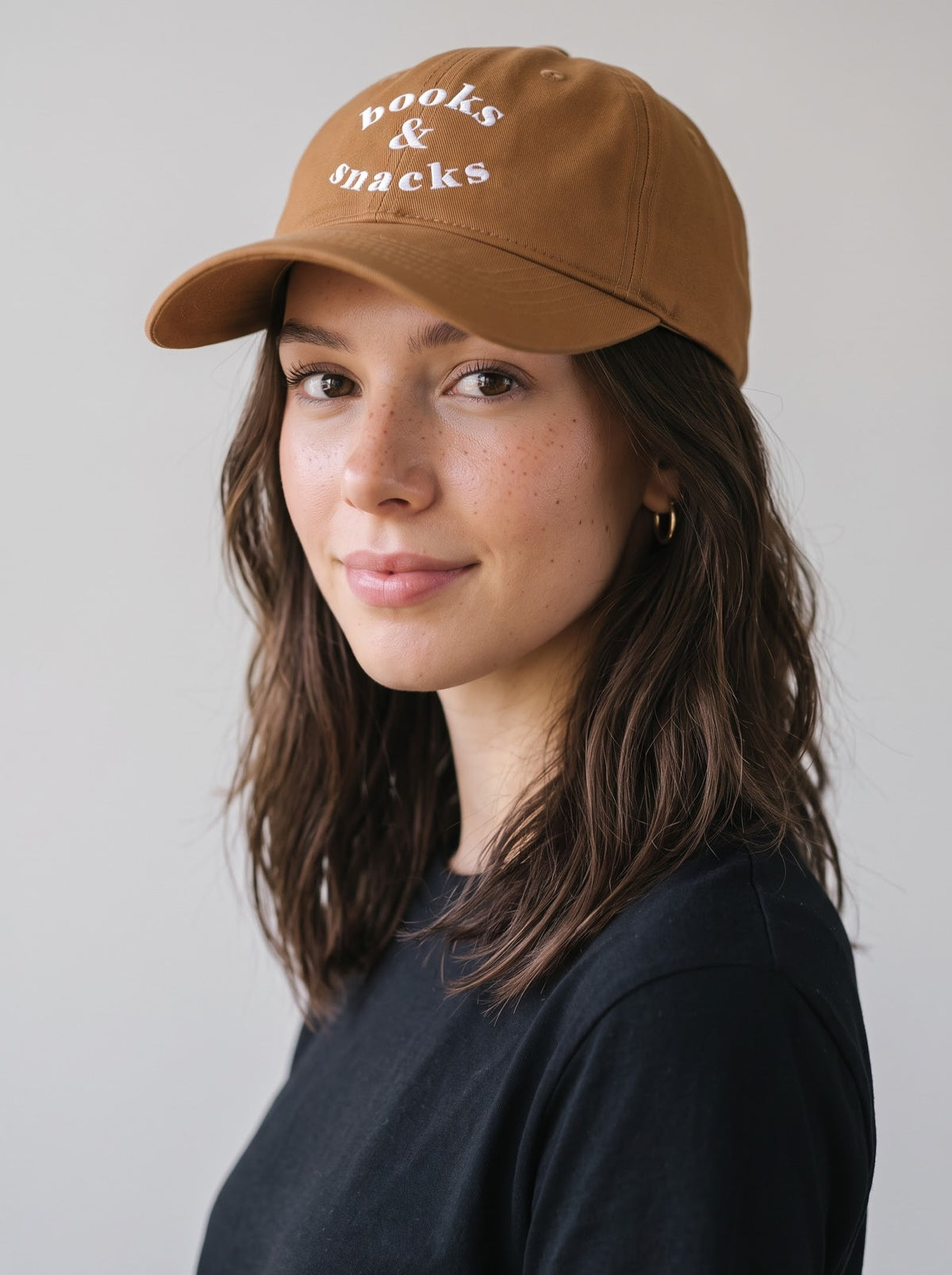 “Books & Snacks” Embroidered Cap – Khaki
