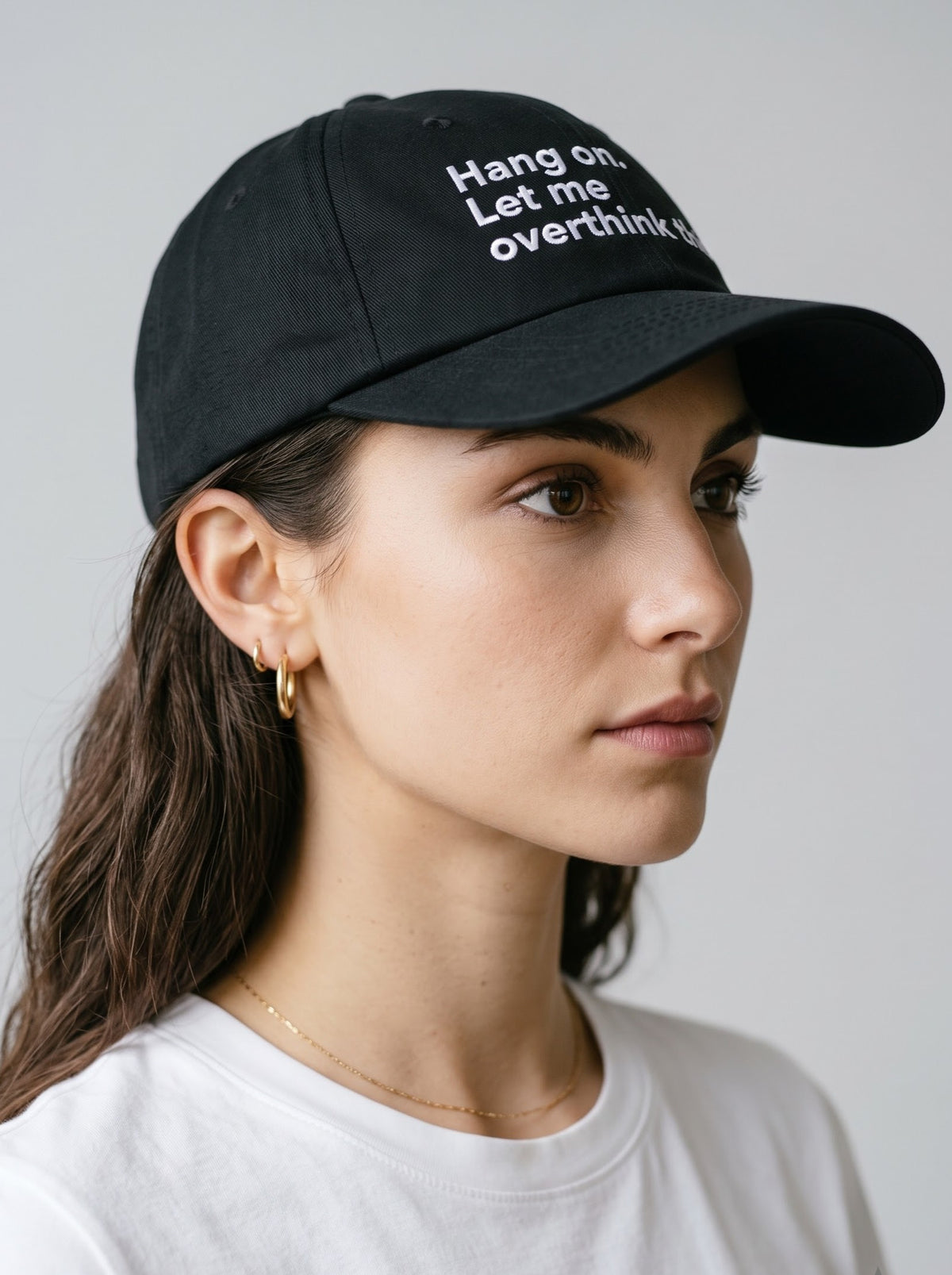 “Hang On. Let Me Overthink This.” Embroidered Cap – Black