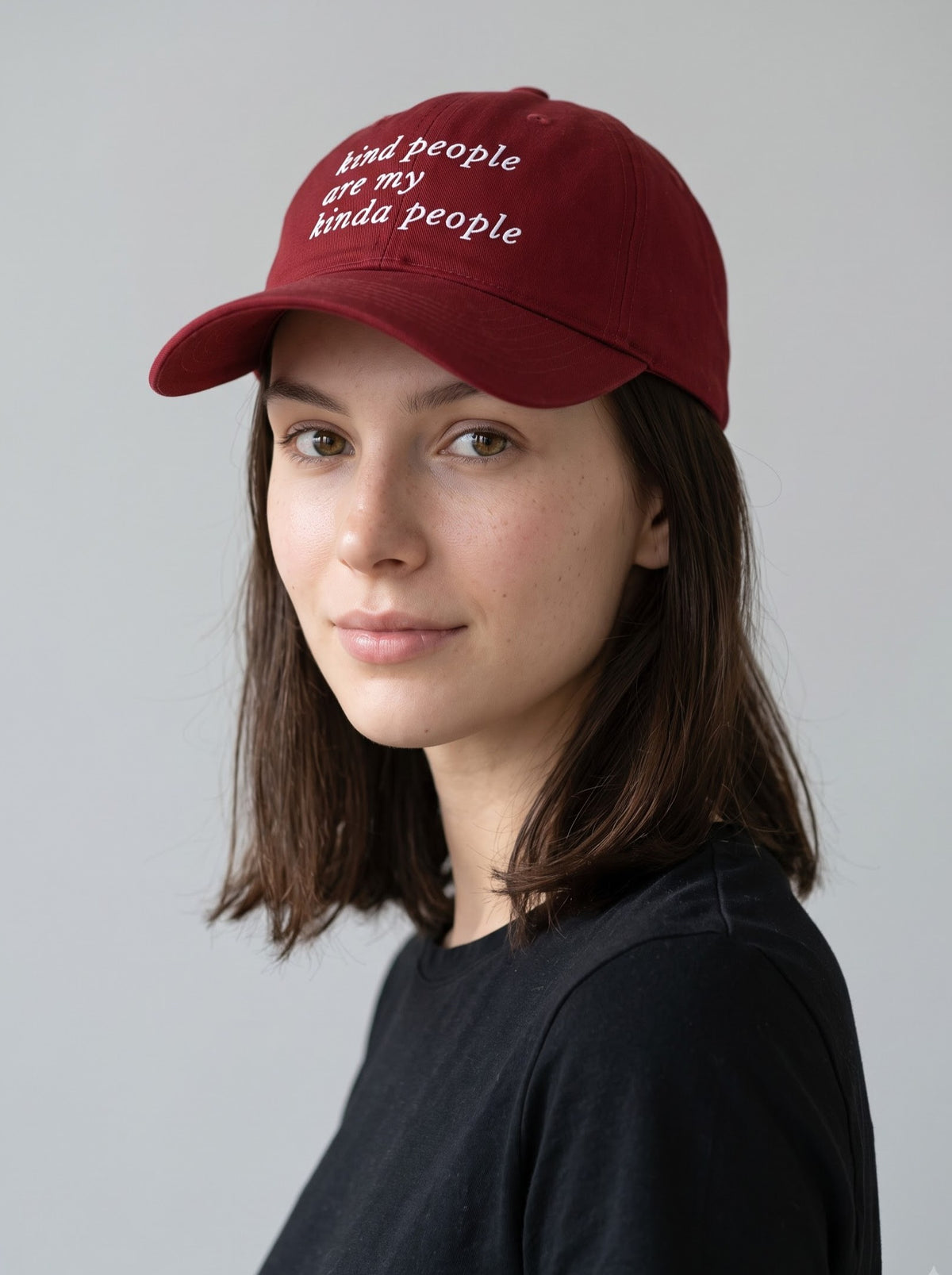“Kind People Are My Kinda People” Embroidered Cap – Red