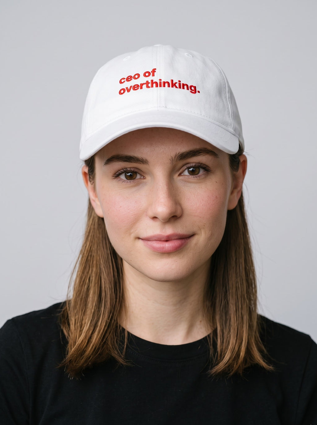 “CEO of Overthinking.” Embroidered Cap – White