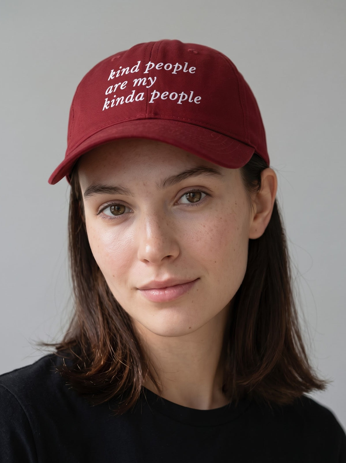 “Kind People Are My Kinda People” Embroidered Cap – Red