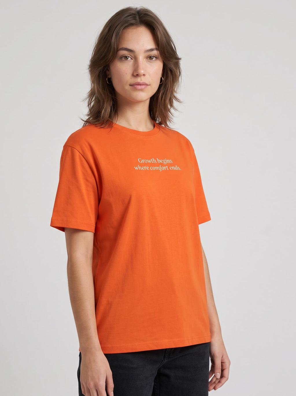 "Growth Begins Where Comfort Ends" T‑Shirt – Orange
