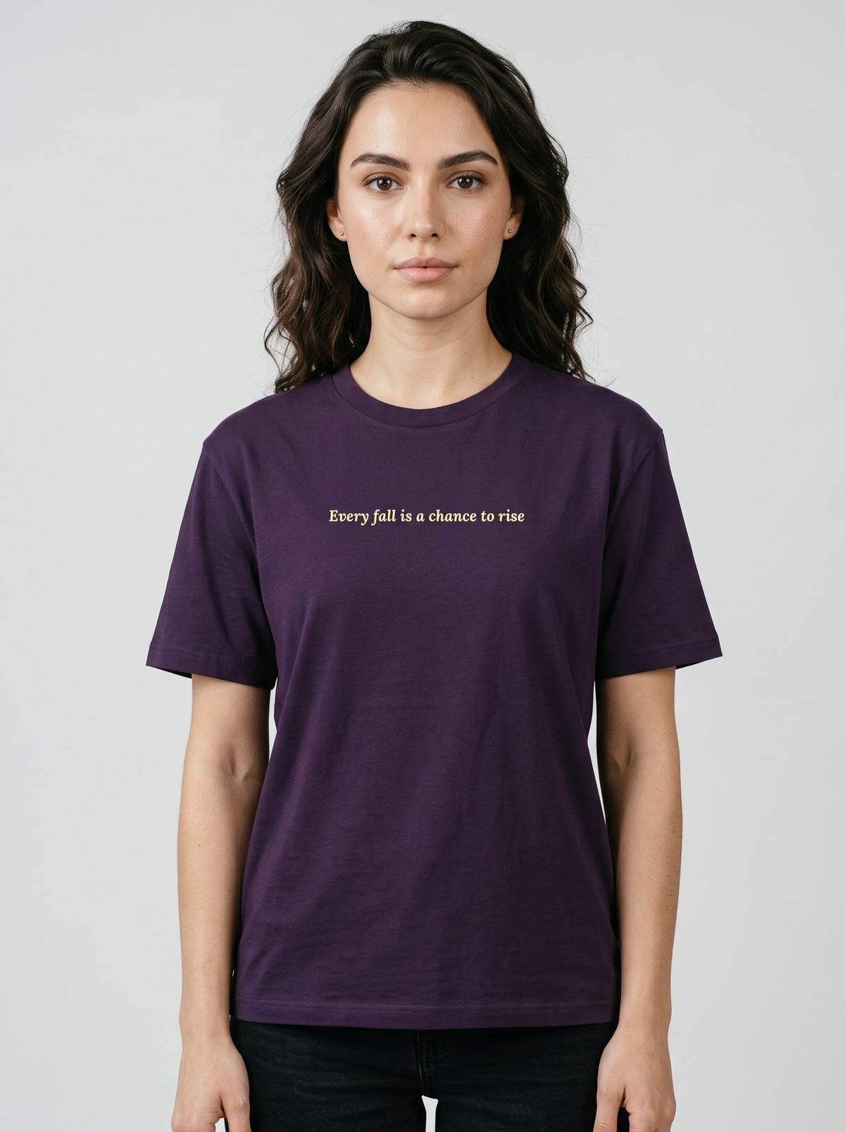 “Every Fall Is a Chance to Rise” T‑Shirt – Purple