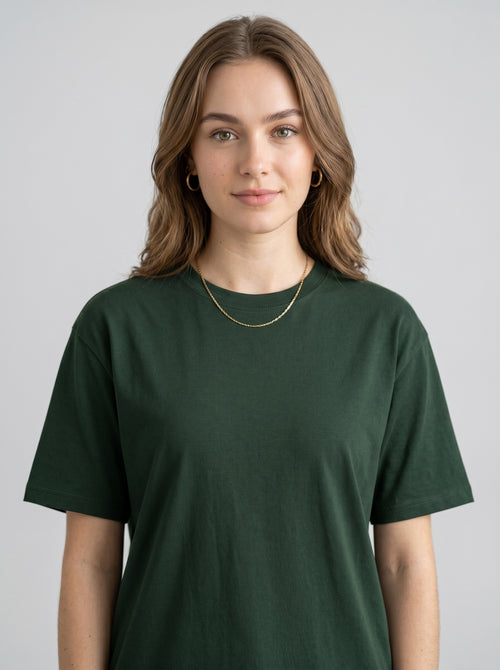 Essential Bottle Green Cotton T-Shirt - Regular Fit