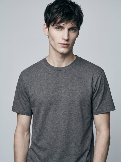 Essential Charcoal Melange Cotton T-Shirt - Regular Fit