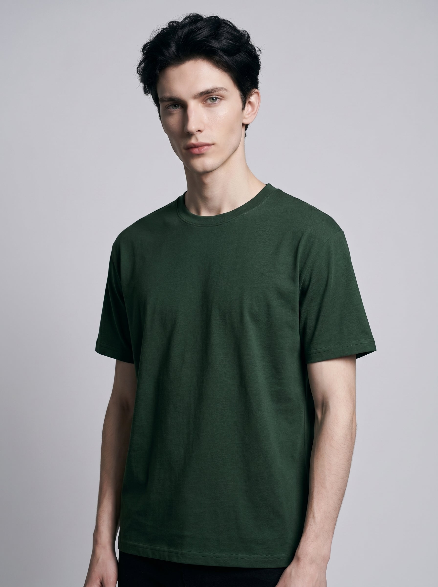 Essential Bottle Green Cotton T-Shirt - Regular Fit