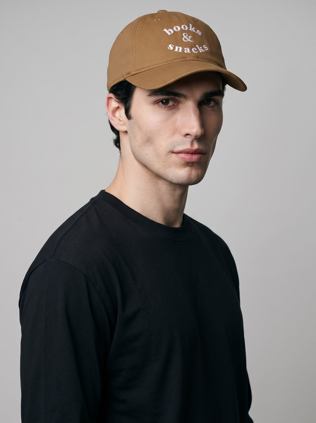 “Books & Snacks” Embroidered Cap – Khaki