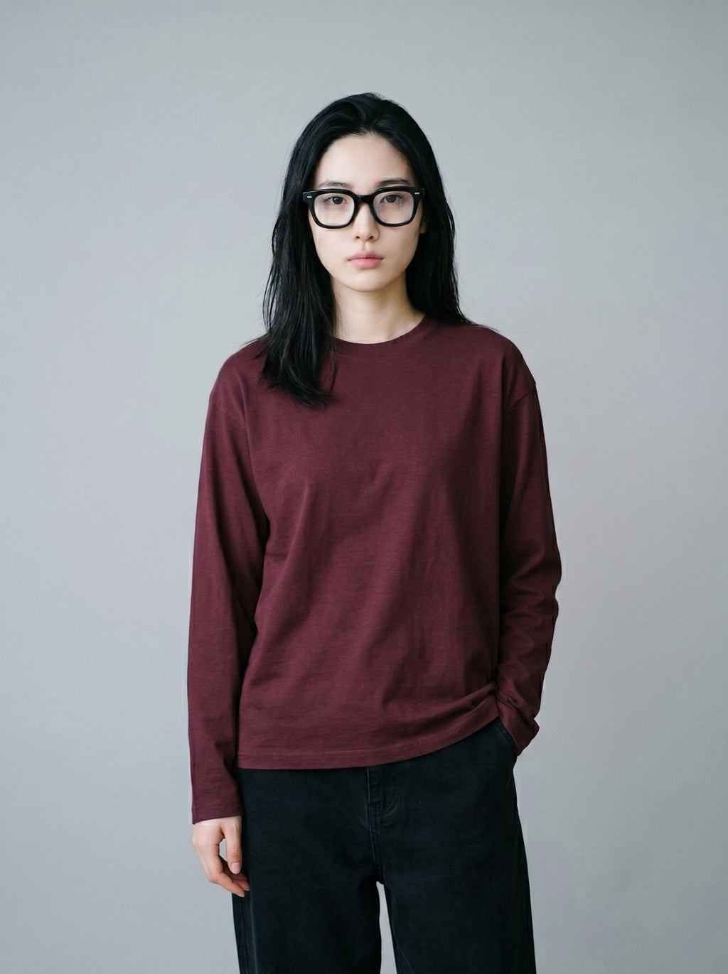 Everyday Full Sleeve Tee – Maroon Unisex Regular Fit