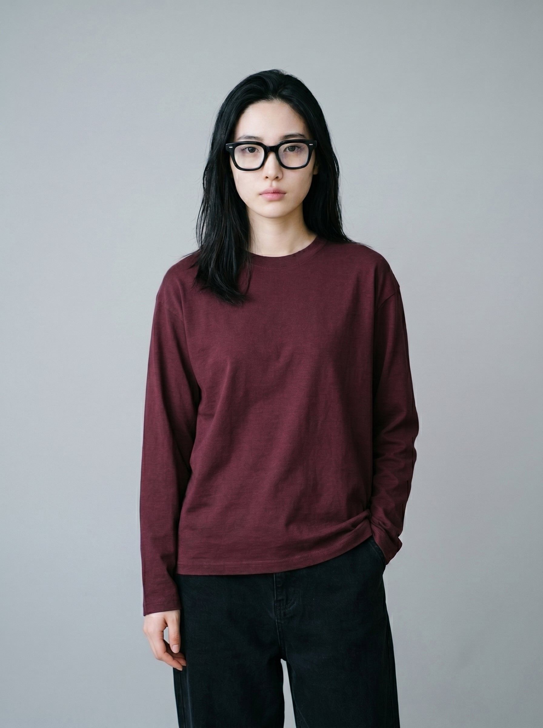 Everyday Full Sleeve Tee – Maroon Unisex Regular Fit