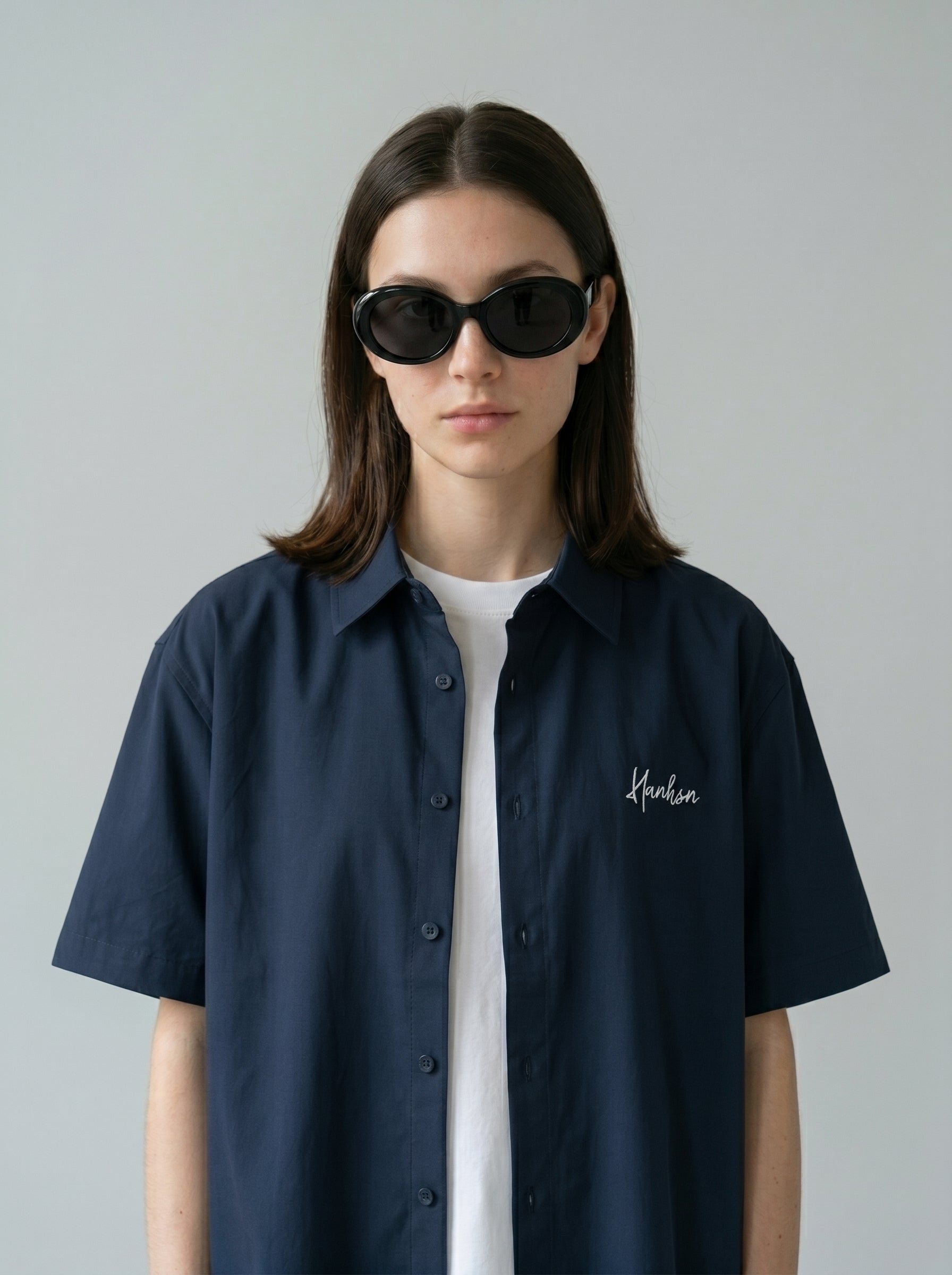 Navy Blue Oversized Shirt - Unisex