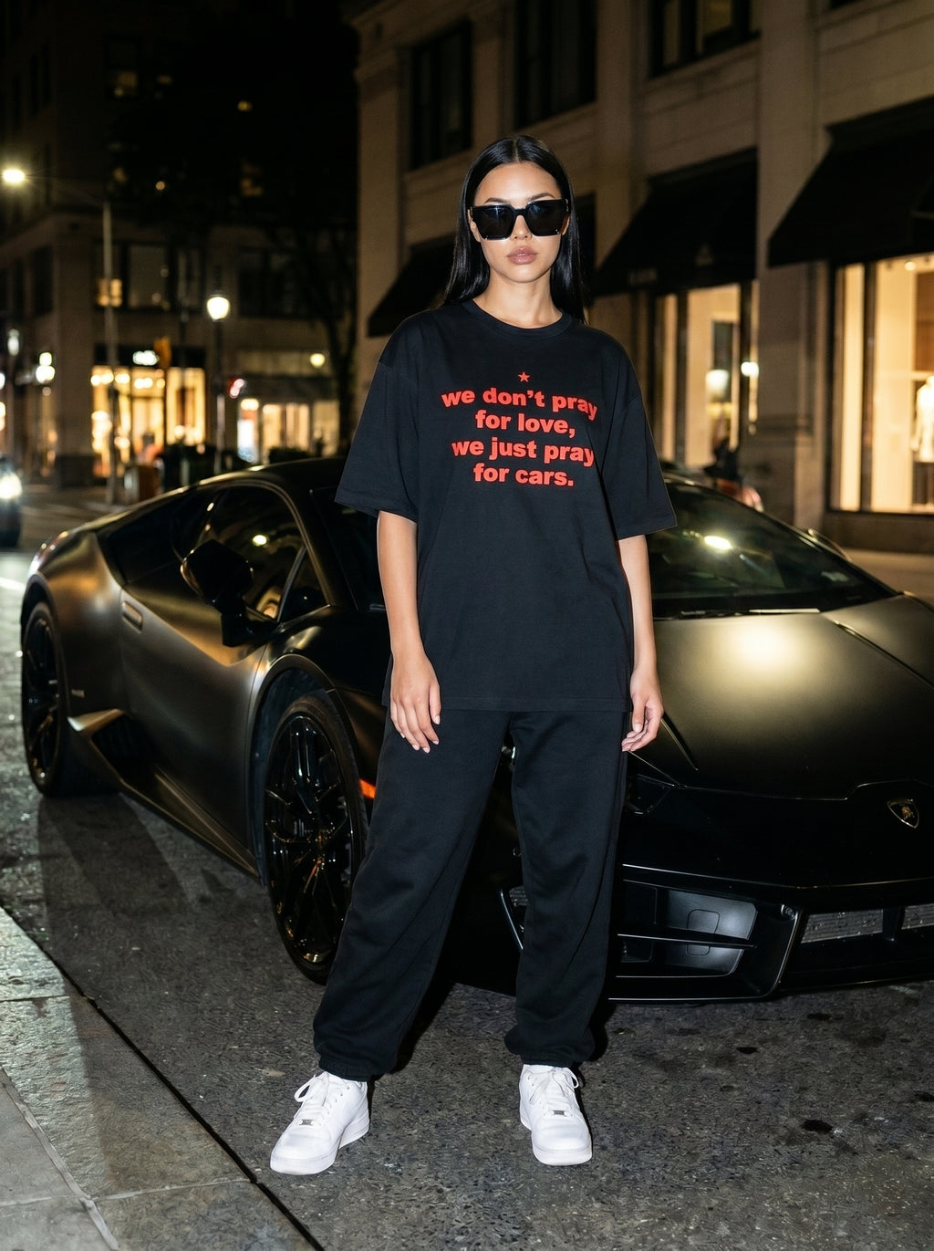 Pray For Cars - Black Oversized T‑Shirt