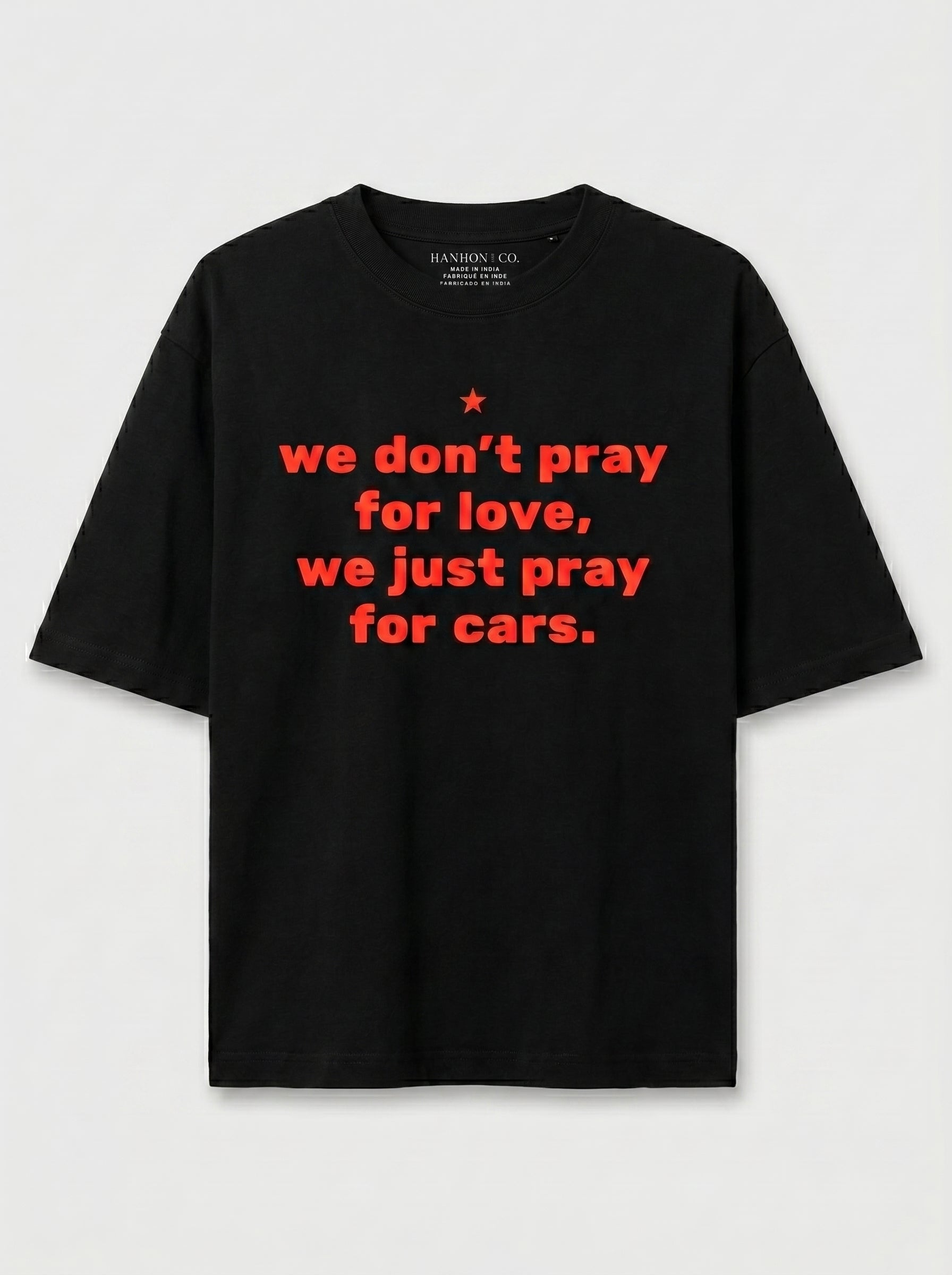 Pray For Cars - Black Oversized T‑Shirt