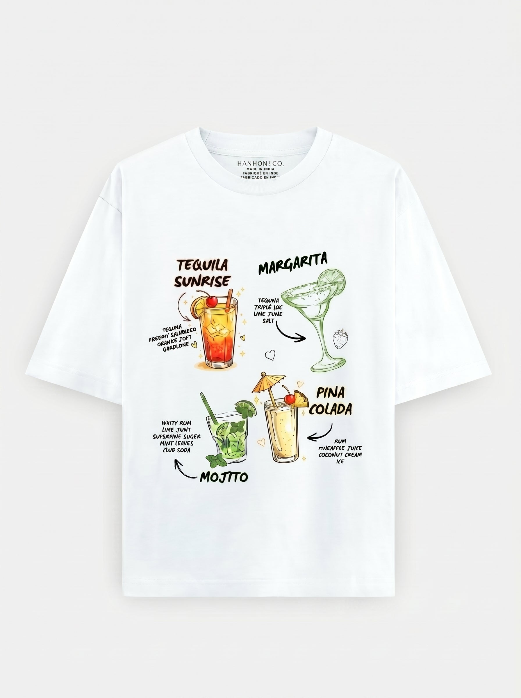 Summer Cocktail - White Oversized T-Shirt