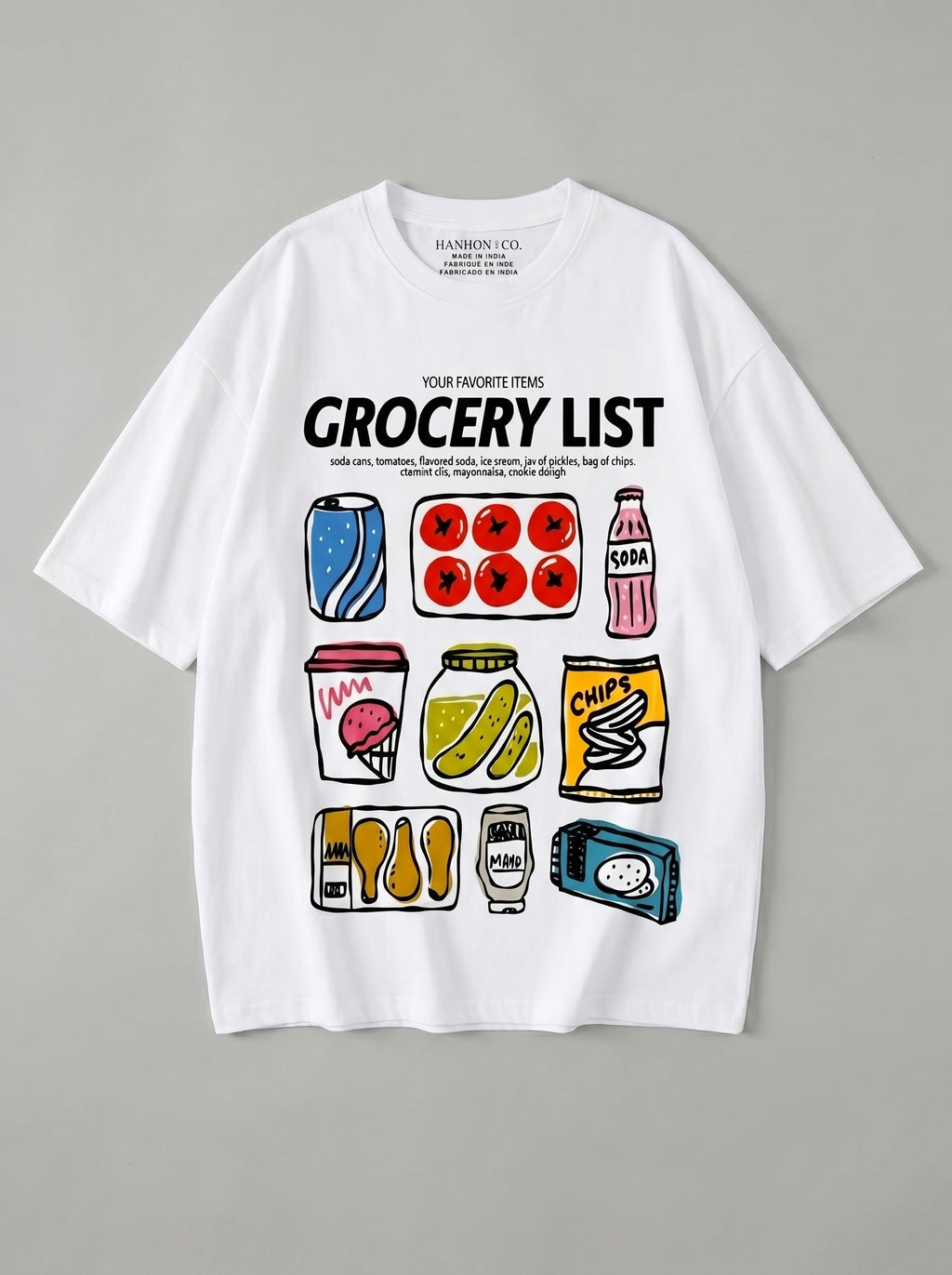 Grocery List - Oversized Graphic T-Shirt