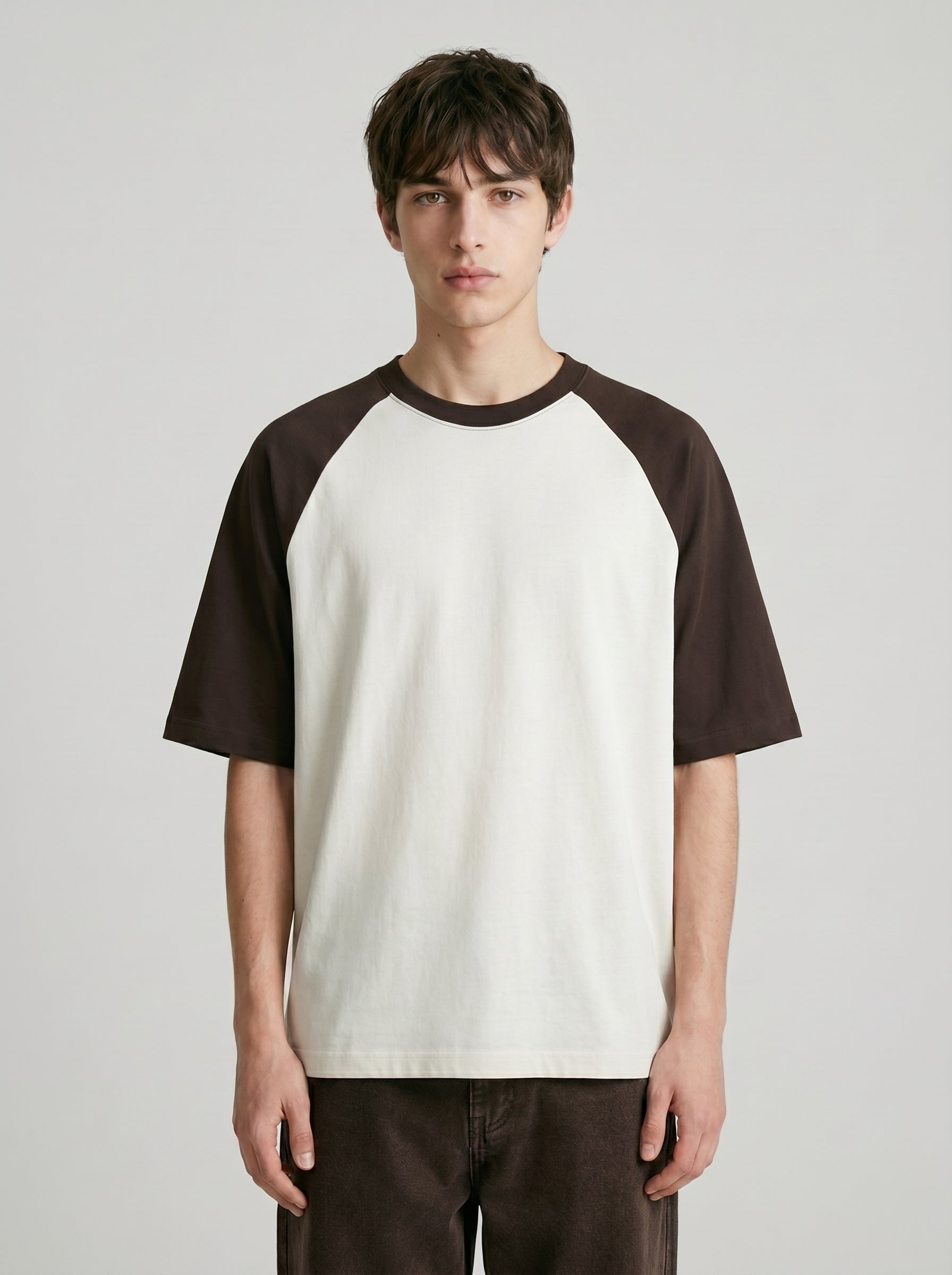 Unisex Oversized Raglan T-Shirt – Coffee Brown Sleeve / Off White Body
