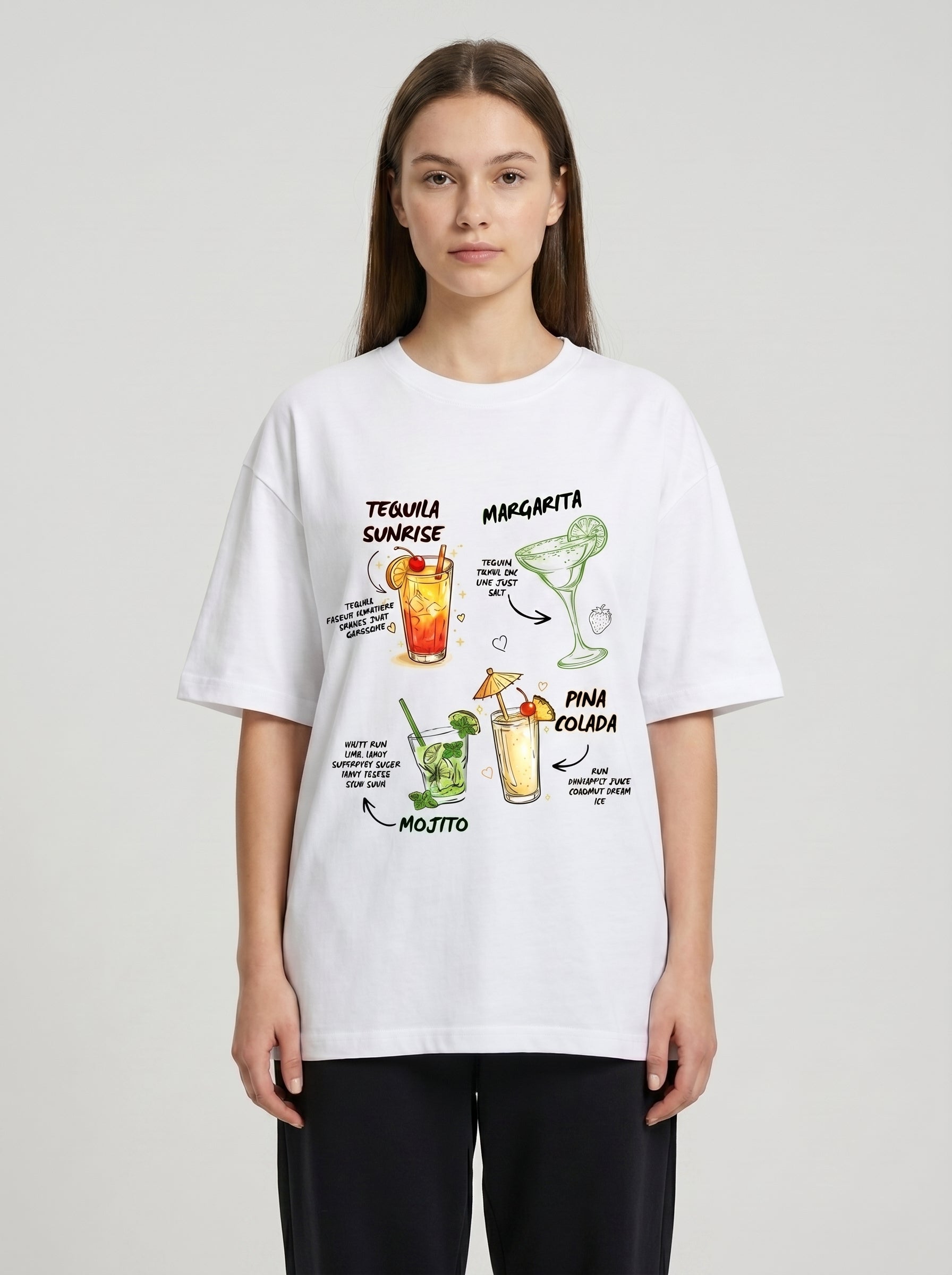 Summer Cocktail - White Oversized T-Shirt